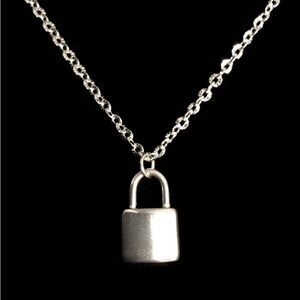 Silver Padlock Pendant Necklace